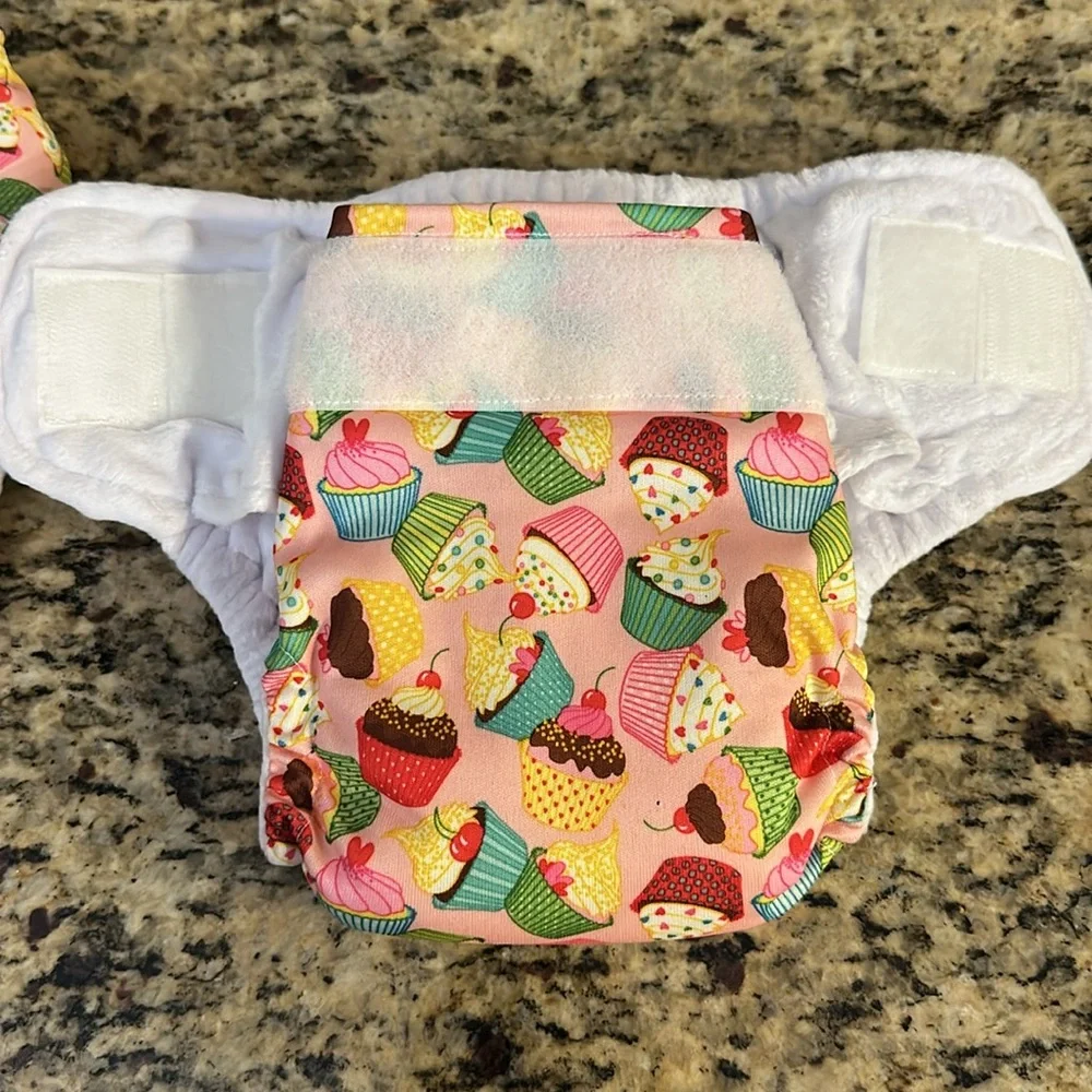 NEW Cupcake Print Kids Cloth Diapers All-In-Ones AIO Covers with inserts